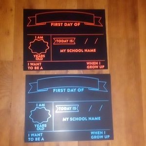 NEW!! set of 2 HY-KO chalkboard sign- 1 orange/1 blue 13" x 10"